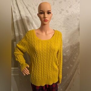 St. John's Bay Womens 1X Gold Cable Knit Sweater (Good Condition)